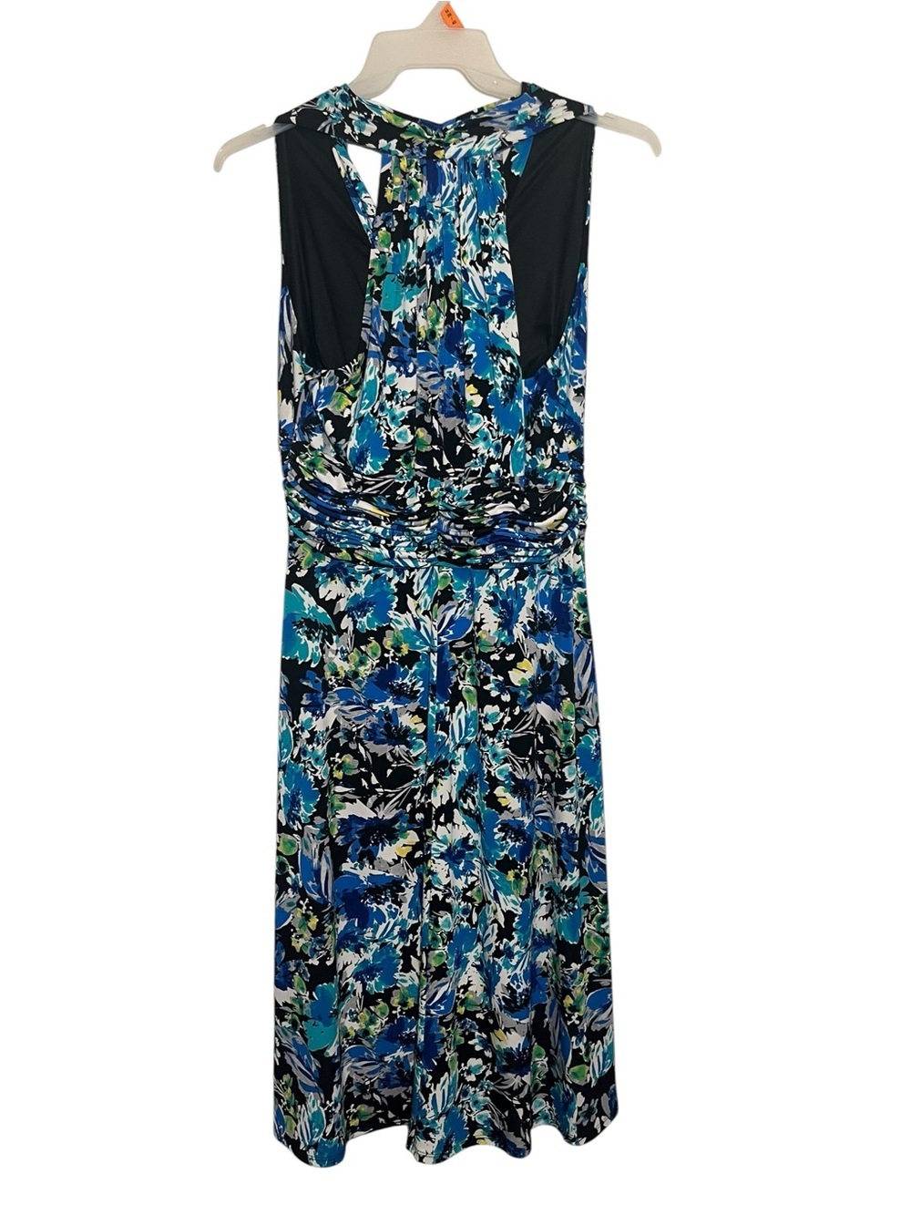 Evan Picone Blue & Turquoise Floral Wrap-Style Midi Dress - Picture 3 of 6